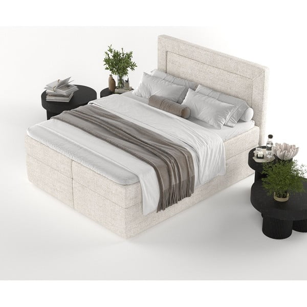 Krem boxspring krevet s prostorom za pohranu 160x200 cm Imagine – Maison de Rêve-image-4
