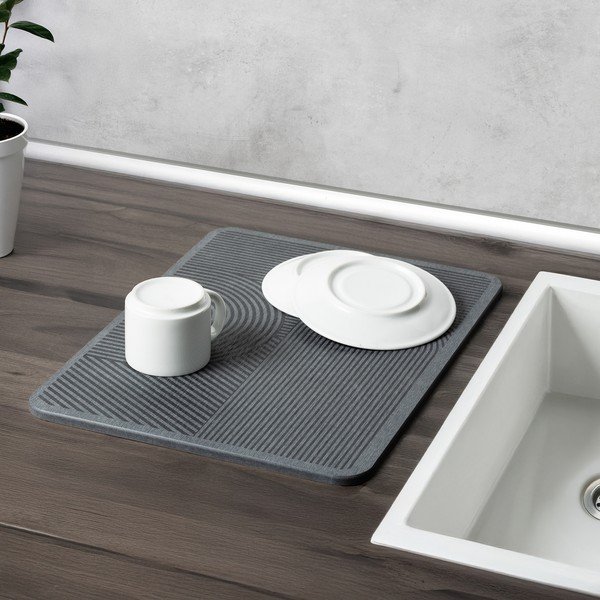 Siva podloga za ocjeđivanje posuđa od dijatomita 40x30 cm Damon – Wenko-image-1