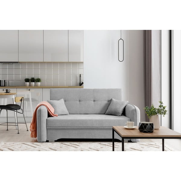 Svijetlo siva sklopiva/s prostorom za odlaganje sofa od šenila 155 cm Laine – ELTAP-image-1