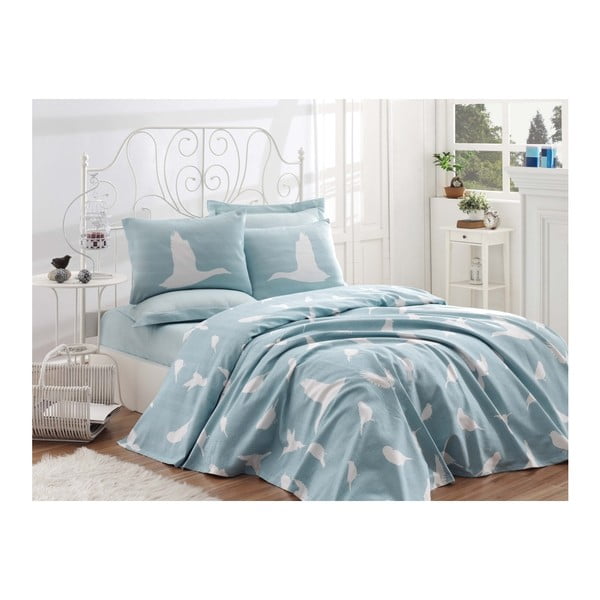 Set pamučnog prekrivača za bračni krevet s plahtama i jastučnicama Reterro Russa, 200 x 235 cm