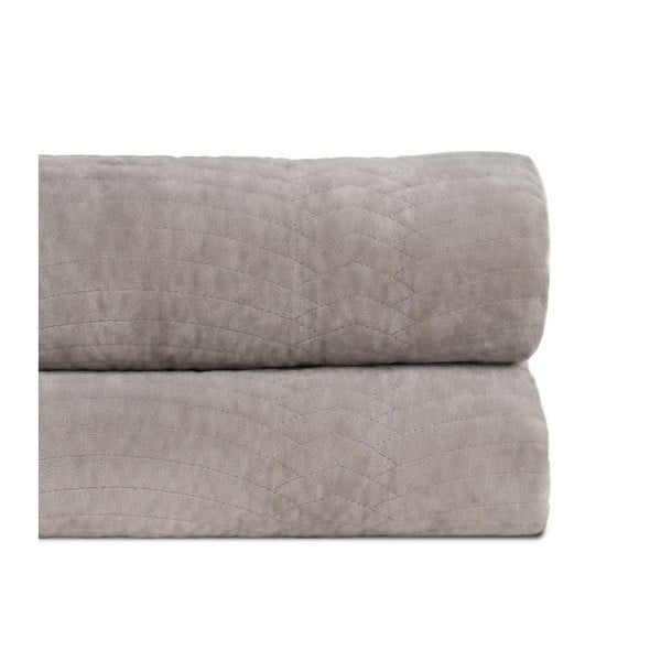 Sivi prošiven prekrivač od samta 230x260 cm – Ixia