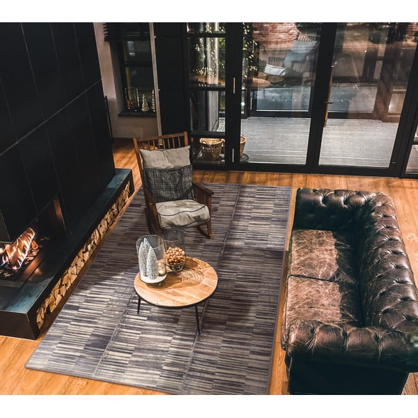 Sivi vuneni tepih 160x240 cm Grids – Agnella-image-1