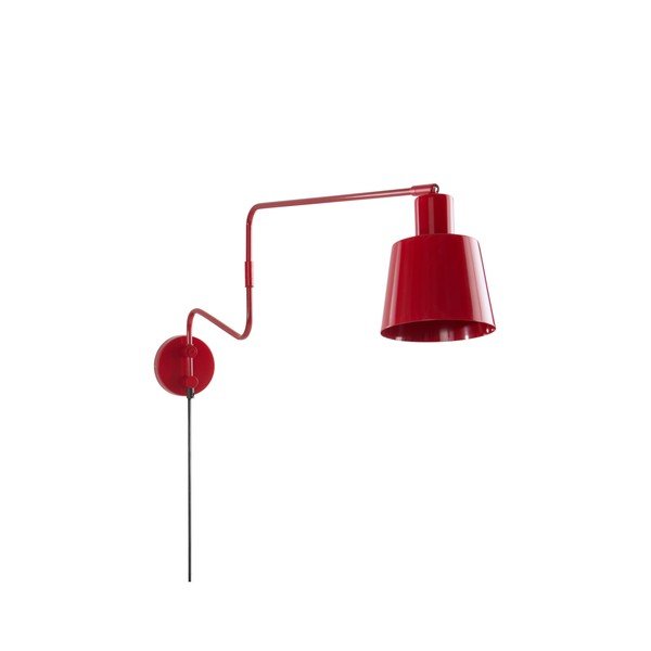 Crvena metalna zidna lampa sa savitljivom konstrukcijom s utikačem Stig – Jotex-image-3