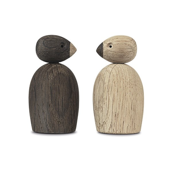 Set od 2 kipića od punog hrasta Kay Bojesen Danska Par vrabaca-image-3