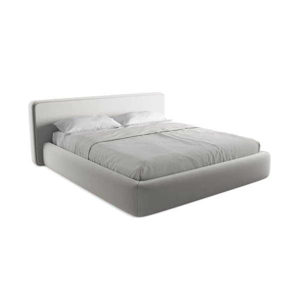 Svijetlo sivi tapecirani bračni krevet s prostorom za odlaganje s podnicom 180x200 cm Kiana – Makamii-image-2