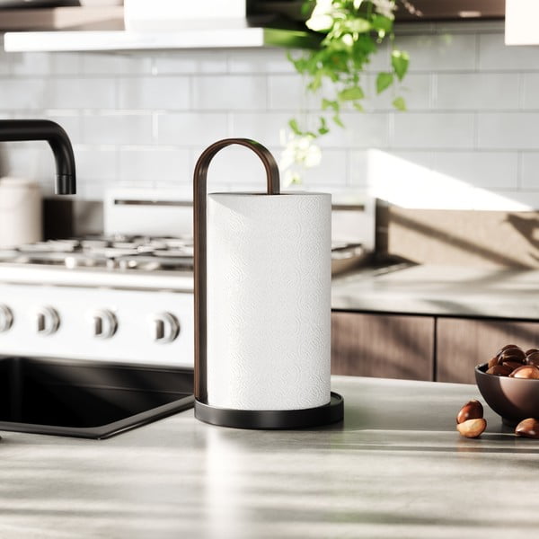 Crni drveni stalak za papirnate ručnike ø 17 cm Bellwood – Umbra-image-2