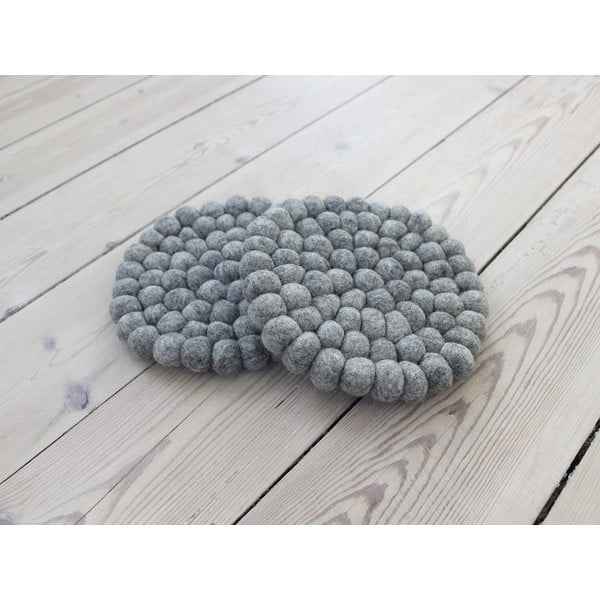 Metalik sivi podmetač od vunenih pompona Wooldot Ball Coaster, ⌀ 20 cm