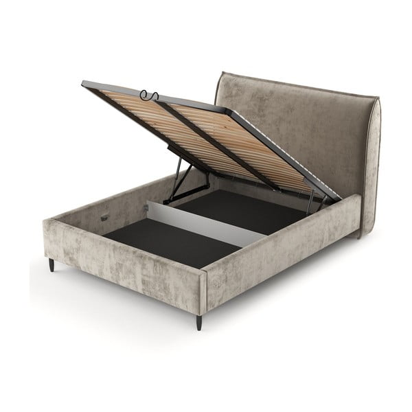 Bež tapecirani bračni krevet s prostorom za pohranu s podnicom 180x200 cm Shell – Maison de Rêve-image-4