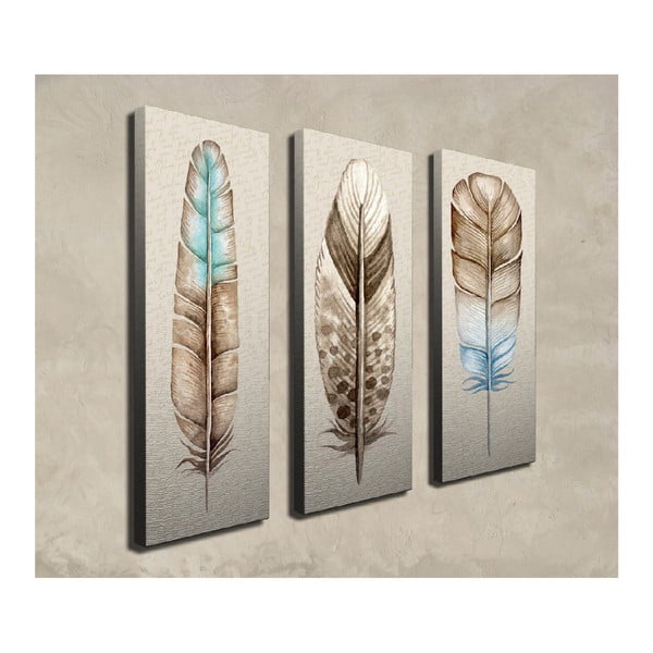 3-dijelna slika na platnu Feathers-image-2