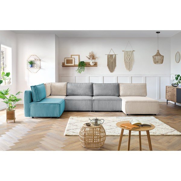 Kutna garnitura od samta (u obliku slova "U"/promjenjiva) Nihad modular – Bobochic Paris-image-1