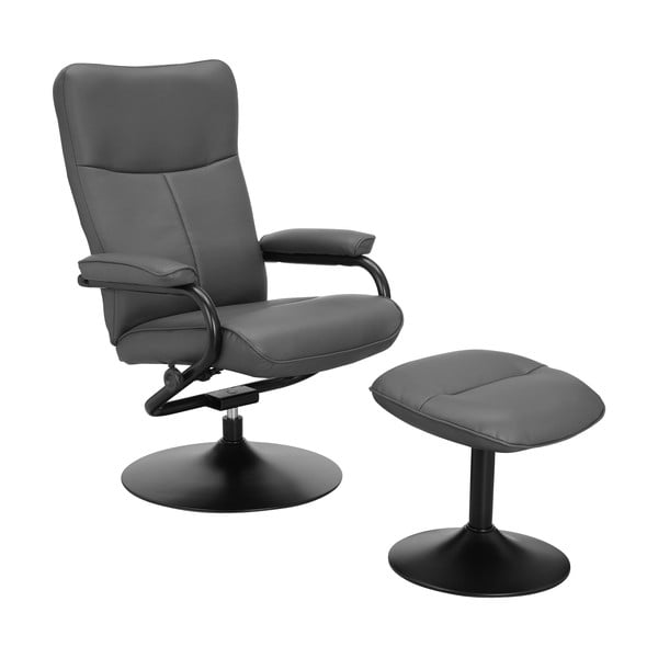 Siva fotelja s naslonjačem za noge za opuštanje od imitacije kože Istad – Støraa