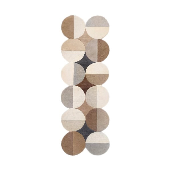 Sivo-bež ručno rađena vunena staza 80x230 cm Mia Ellipse – Flair Rugs