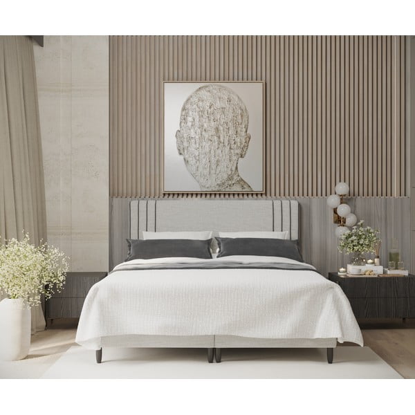 Svijetlo sivi tapecirani bračni krevet s prostorom za pohranu 140x200 cm Musca – Maison de Rêve-image-3