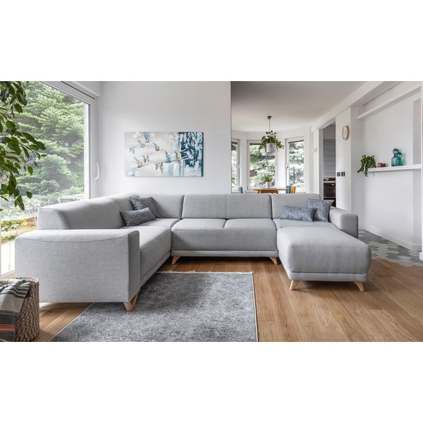 Svijetlo siva sklopiva/s prostorom za odlaganje kutna garnitura (s lijevim kutom/u obliku slova "U") Classy Sophie – Miuform-image-1