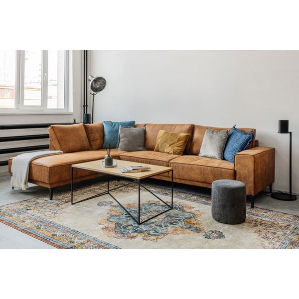 Konjak smeđa kutna garnitura od imitacije kože (s desnim kutom) Copenhagen – Scandic-image-1