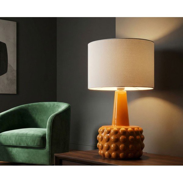 Senf žuta/bijela stolna lampa keramička s tekstilnim sjenilom (visina 51,5 cm) Gress – Mauro Ferretti-image-1