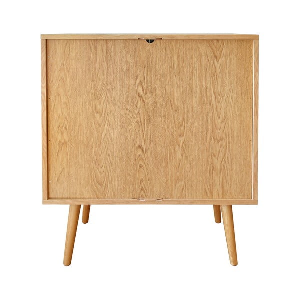 Visoka komoda u dekoru hrasta s kliznim vratima u prirodnoj boji 83x95 cm Rove – Woodman-image-3