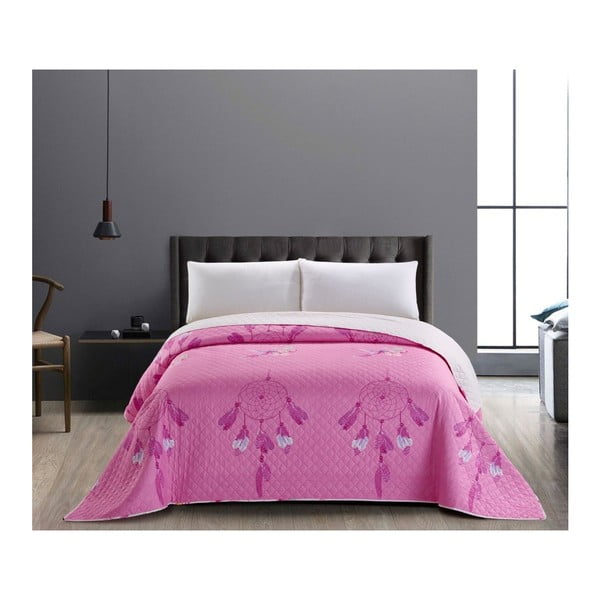 Ružičasto-bijeli obostrani prekrivač od mikrovlakna DecoKing Sweet Dreams, 260 x 280 cm
