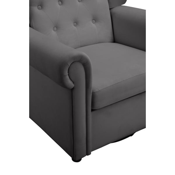 Siva baršunasti fotelja za ljuljanje/chesterfield Lillyse – Støraa-image-1