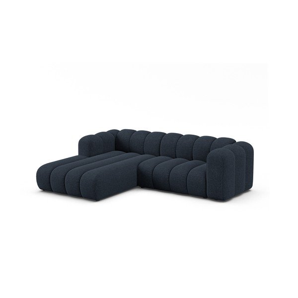 Tamno plava kutna garnitura od šenila (s lijevim kutom/s ležaljkom) Lupine – Micadoni -image-1