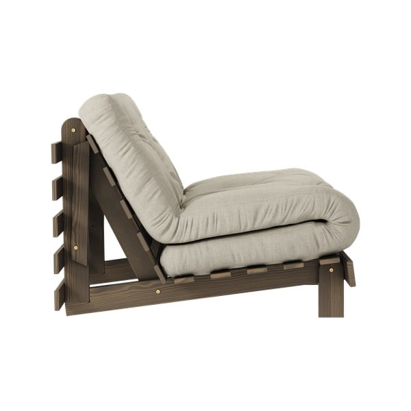 Sivo-bež lanena fotelja na rasklapanje Roots Carob – Karup Design-image-3