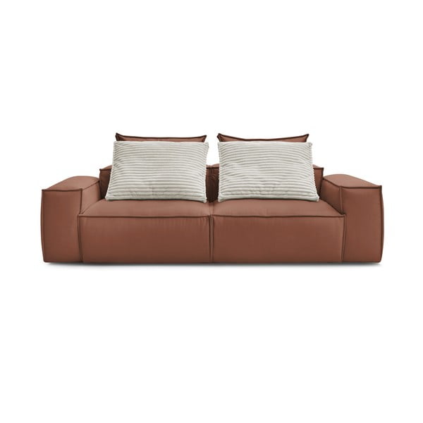 Tamno smeđa sofa od imitacije kože 260 cm Boheme – Bobochic Paris