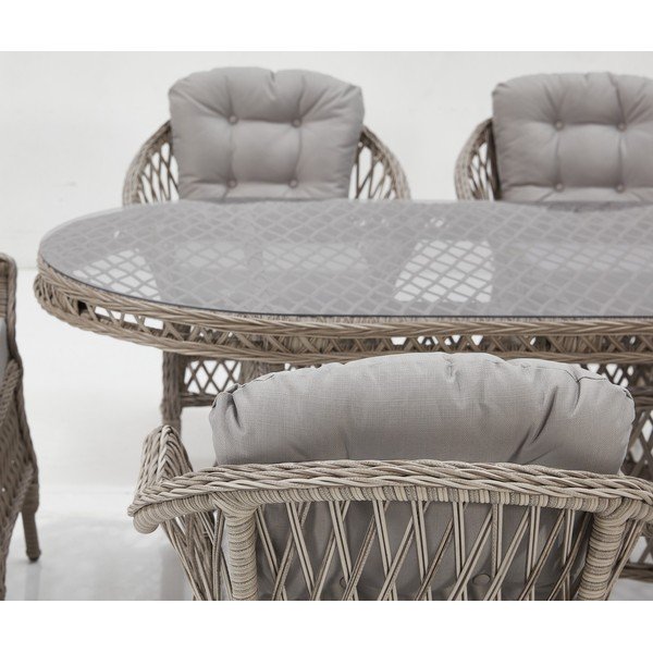 Svijetlo sivi vrtni blagovaonski set od umjetnog ratana za 6 osoba Nova – Floriane Garden-image-3