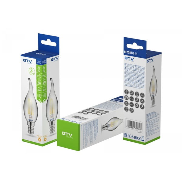 Žarulja sa žarnom niti s toplim svjetlom E14, 4 W – GTV-image-1