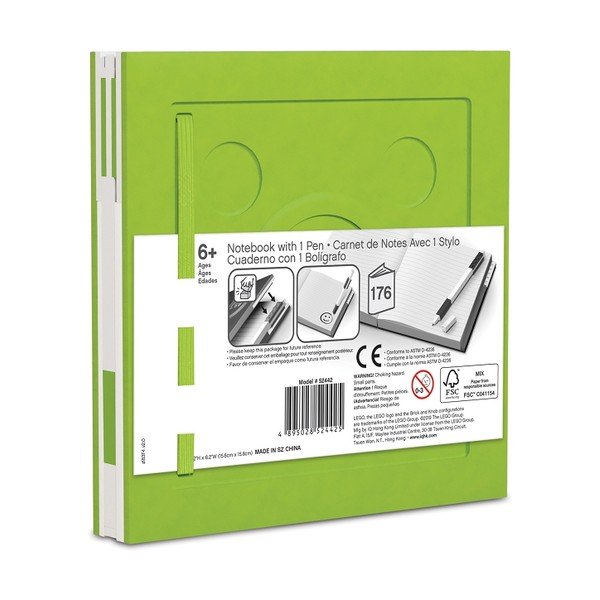 Svjetlozelena četvrtasta bilježnica s gel kemijskom olovkom LEGO®, 15,9 x 15,9 cm-image-2