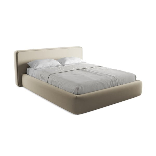 Bež tapecirani bračni krevet s prostorom za odlaganje s podnicom 160x200 cm Kiana – Makamii-image-2