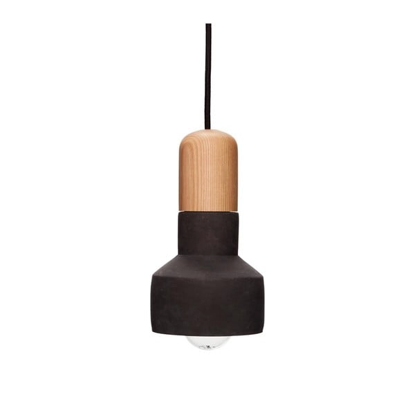 Crna betonska viseća svjetiljka s drvenim detaljima Hübsch Juliane