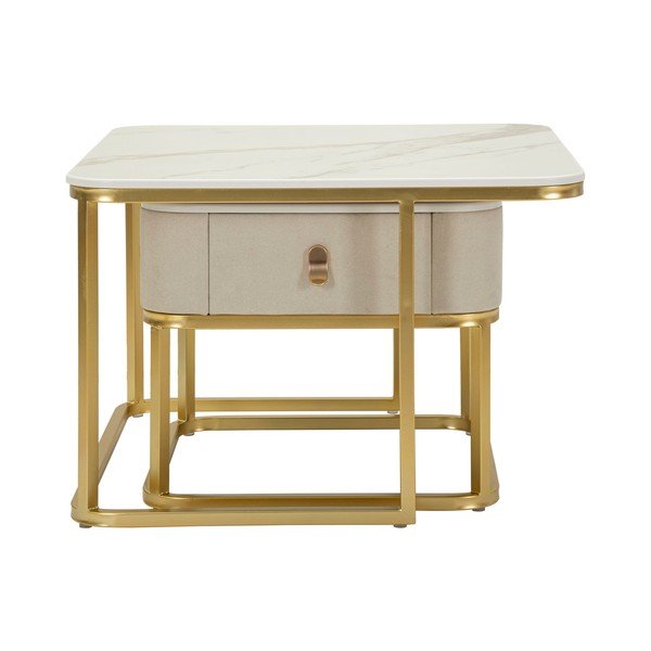 Krem/u zlatnoj boji stolići za kavu u setu 2 kom u mramornom dekoru 50x70 cm Beauty – Mauro Ferretti-image-2