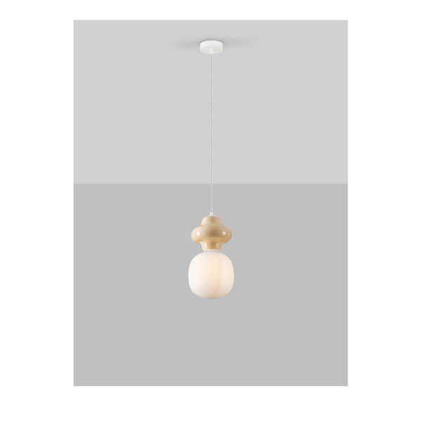 Bijela/krem viseća svjetiljka keramička sa staklenim sjenilom ø 18 cm Clio – Nova Luce-image-4