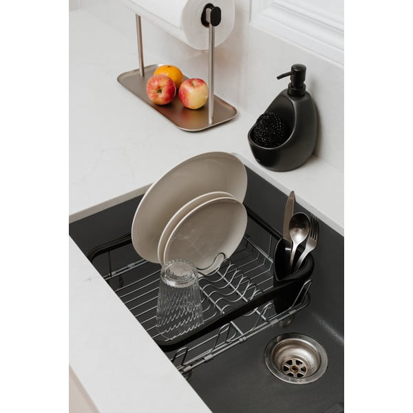 Crni željezan ocjeđivač za posuđe 37x29 cm Sinkin – Umbra-image-1
