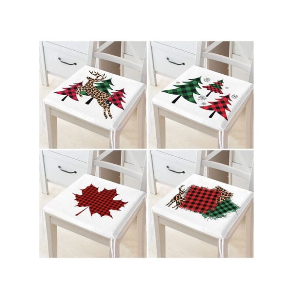 Jastuci za sjedenje u setu 4 kom s božićnim motivom 40x40 cm Tartan – Mila Home-image-3