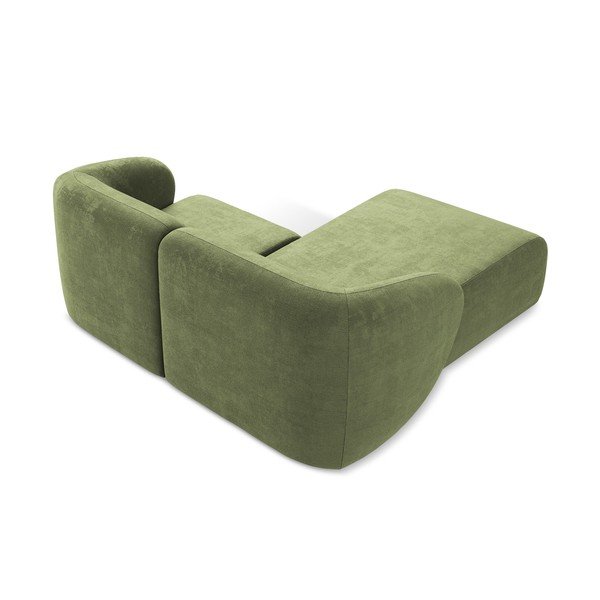 Zelena kutna garnitura od šenila (s lijevim kutom/s ležaljkom) Lani – Makamii-image-3