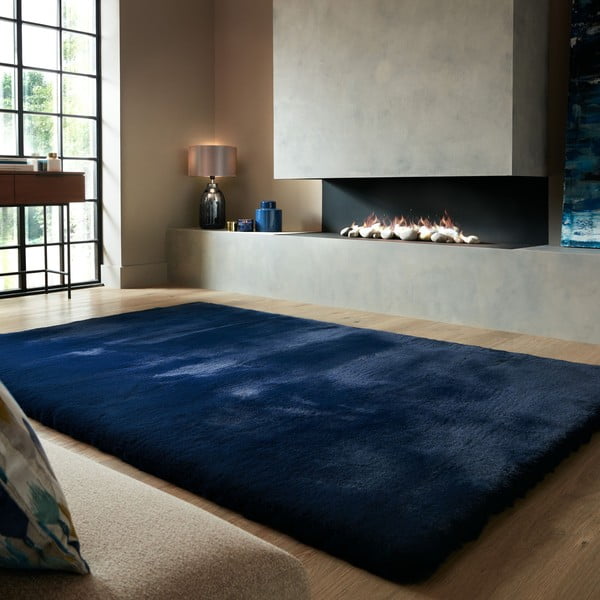 Tamno plavo sintetičko krzno 200x290 cm Ivy Luxury Fur – Flair Rugs-image-1