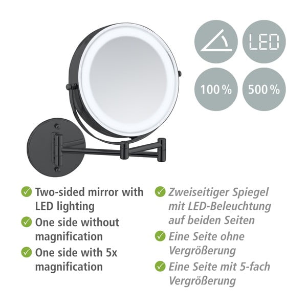 Kozmetičko ogledalo s osvjetljenjem/povećavajuće (s povećanjem 5x) ø 25,5 cm Lumi – Wenko-image-4
