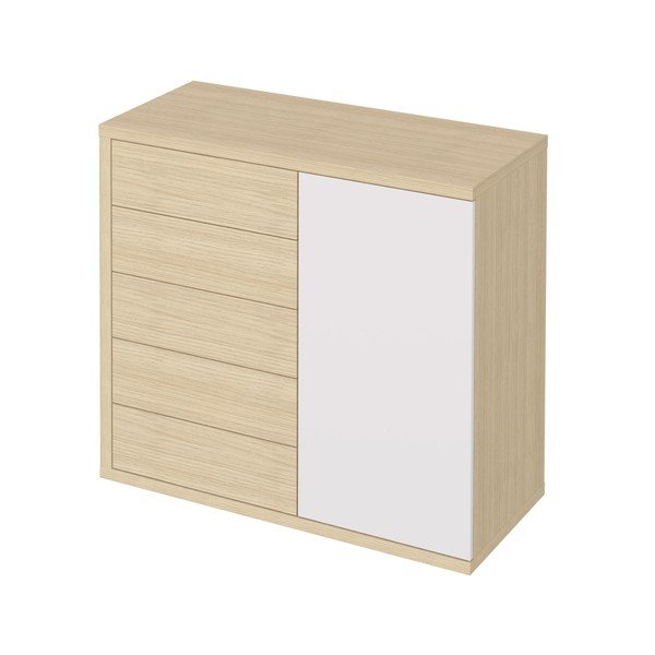 Bijeli niski ormar u dekoru hrasta 113x113 cm Hugo - TemaHome-image-2