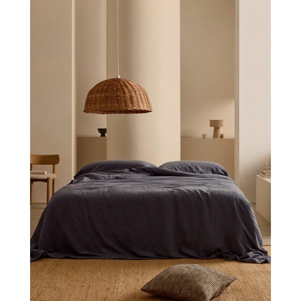 Posteljina prljavo plava za bračni krevet/za produženi krevet od mješavine lana 240x220 cm Simmel – Kave Home-image-3