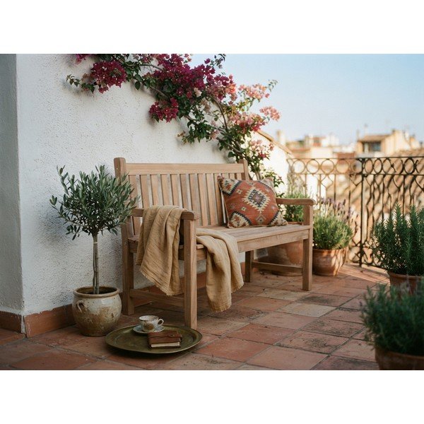 Vrtna klupa od masivnog drveta u prirodnoj boji Solo – Garden Pleasure-image-1