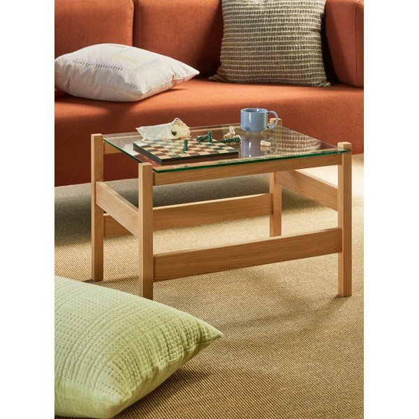 Stolić za kavu sa staklenom pločom stola u prirodnoj boji 52x66 cm Ledge – Hübsch-image-1