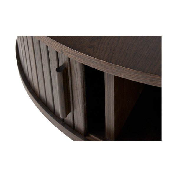 Okrugao stolić za kavu u dekoru hrasta u tamnoj prirodnoj boji ø 85 cm Meta – Unique Furniture-image-4