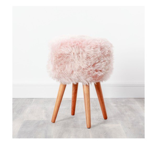 Stolica Stolica sa sjedalom od ružičastog ovčjeg krzna Native Natural, ⌀ 30 cm-image-2