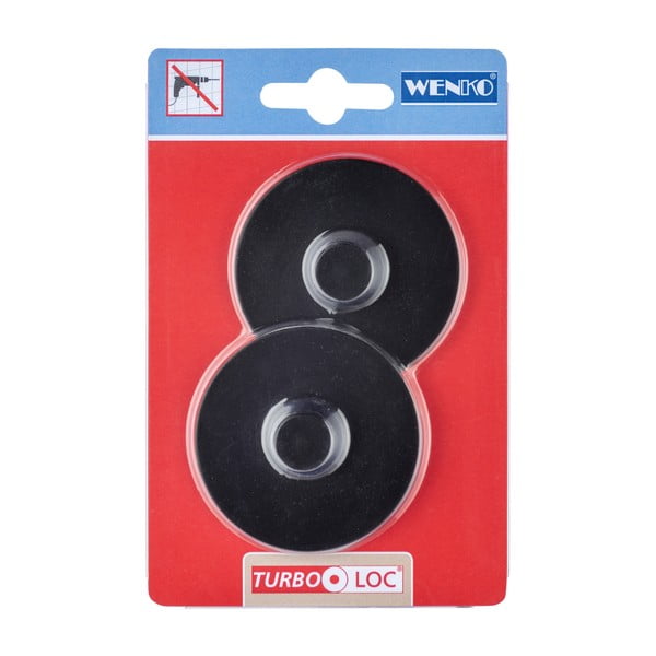 Set s 2 crna zidna držača Wenko Turbo-Loc Classic Plus