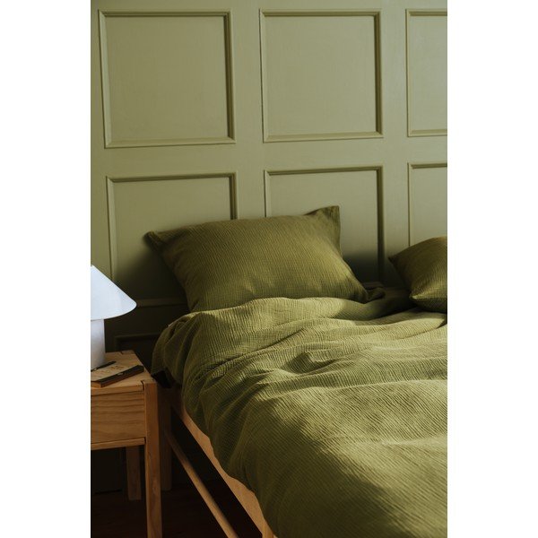 Kaki zelena posteljina za krevet za jednu osobu od muslina 140x200 cm Amilia – Jotex-image-1