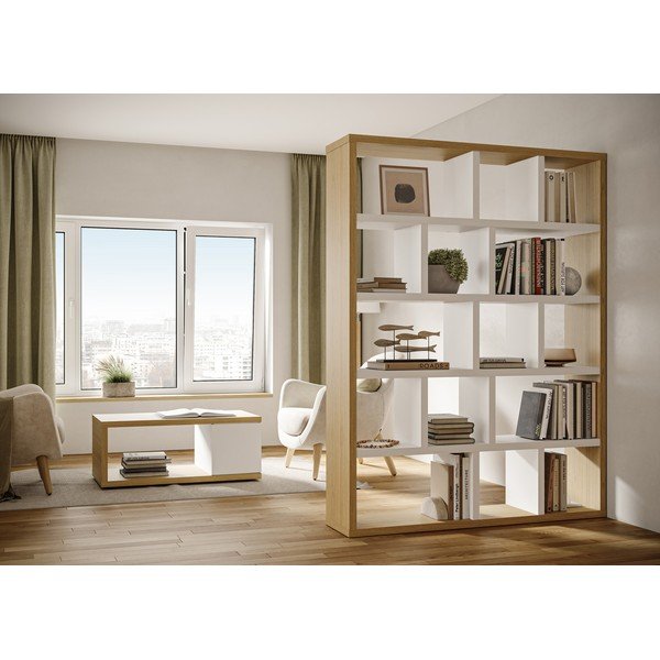 Bijela/u prirodnoj boji biblioteka u dekoru hrasta 150x198 cm Berlin – TemaHome-image-1