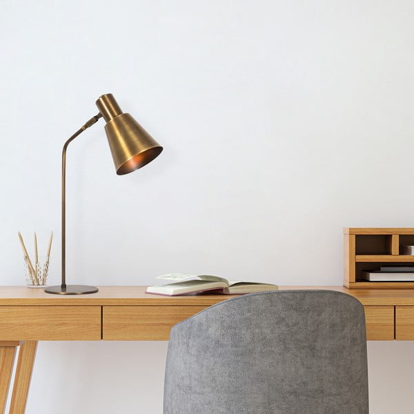 Stolna lampa u zlatnoj boji s metalnim sjenilom (visina 50 cm) Kem – Opviq lights-image-3