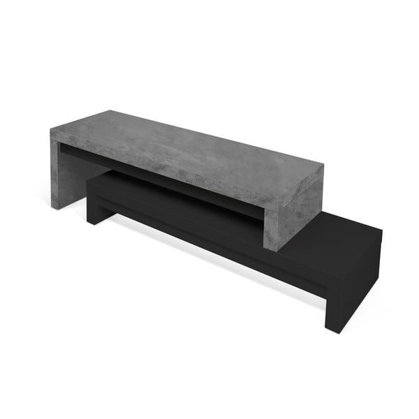 Crni dvostruki stalak za TV s detaljima od betona TemaHome Cliff, 125 x 40 cm-image-3