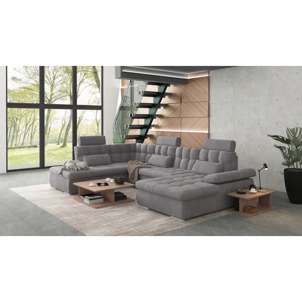 Siva sklopiva/s prostorom za odlaganje kutna garnitura (s lijevim kutom/u obliku slova "U") Merkur – Ropez-image-3